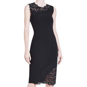 Elie Tahari Black Embroidered Emory Yoke Sheath Dress